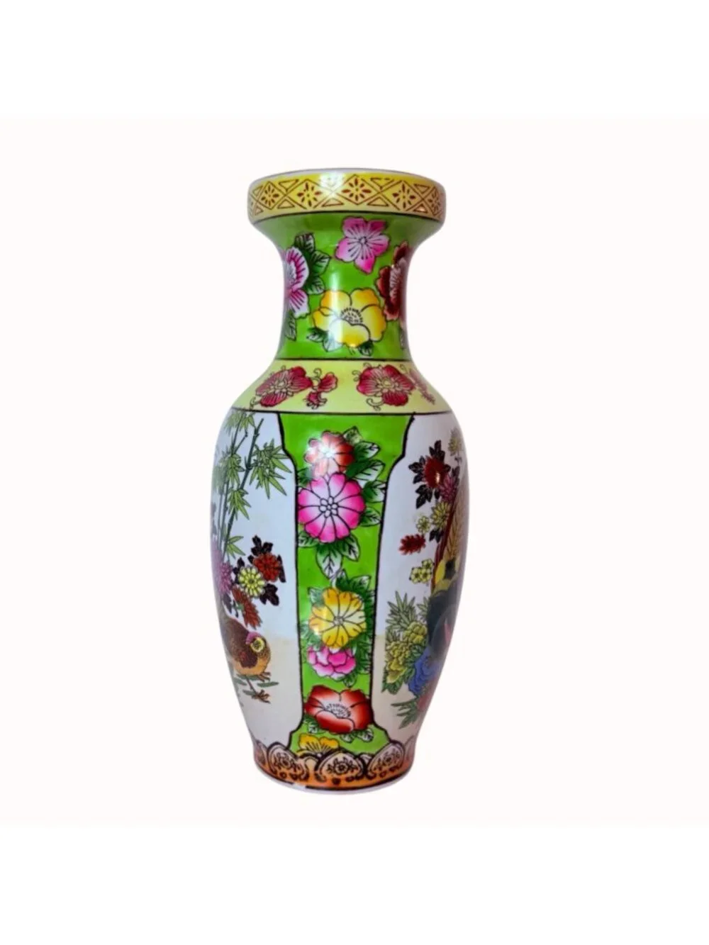James Alex Chinoiserie Vase Asian Style Porcelain Pheasant Floral Home Decor